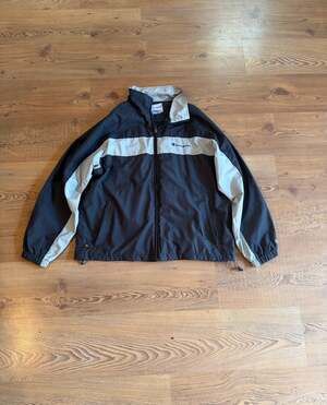 Vintage Champion Full Zip Windbreaker Jacket Large Black And Gray